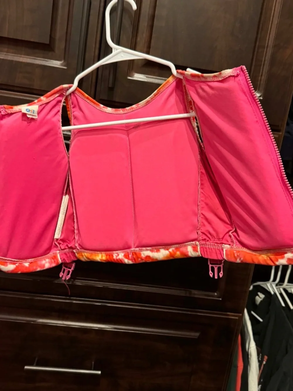 Tie-Dye Orange Pink Kids Life Jacket Vest like new Pit 13 1/2” Length 12”